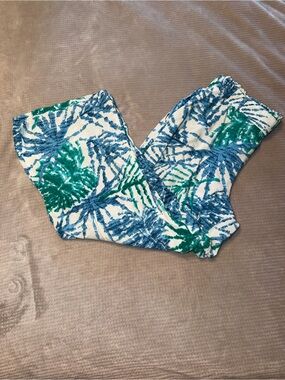 Dash Women's Blue & Green Palm Print Pants Small